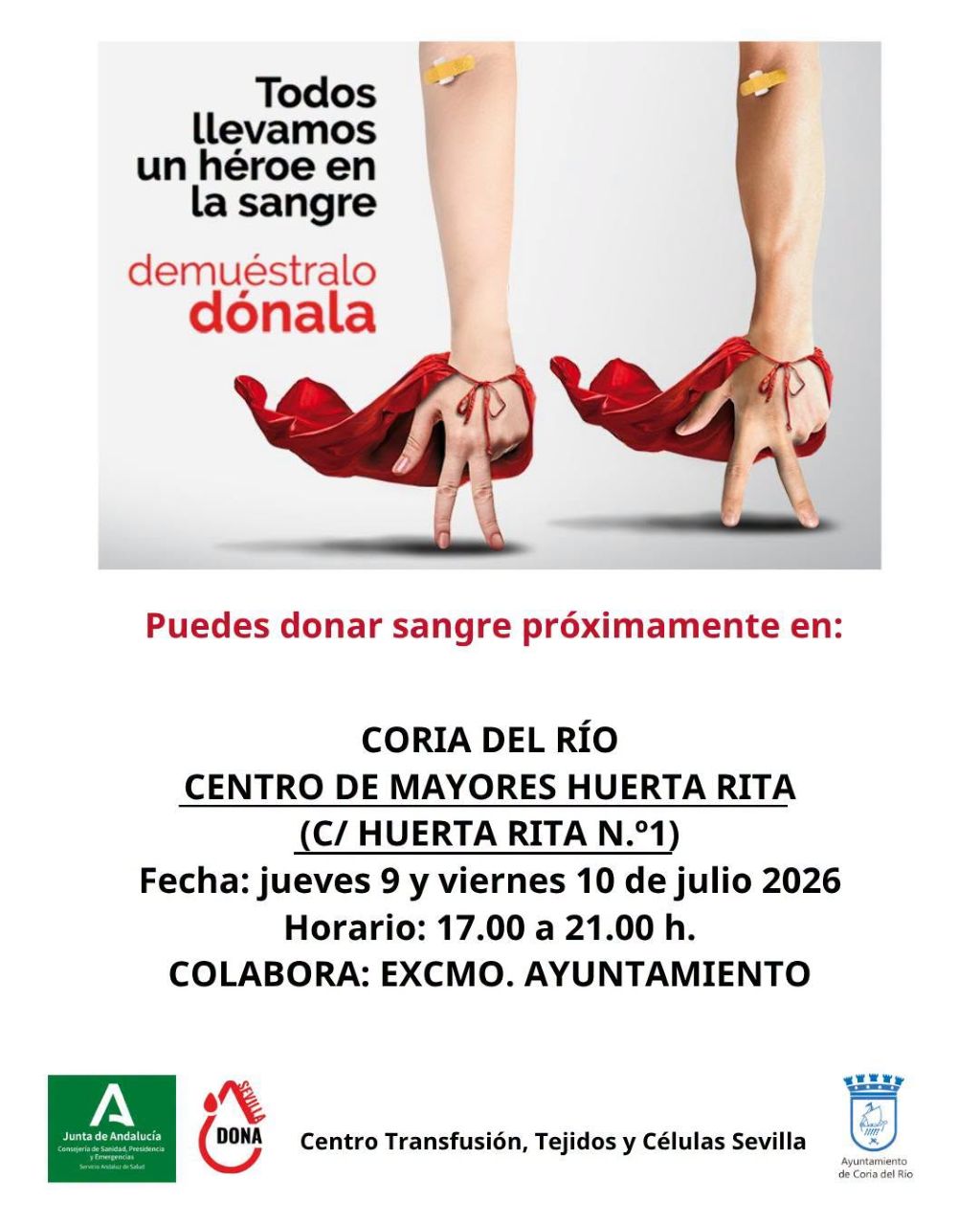 Coria del Río acoge una nueva campaña de donación de sangre 