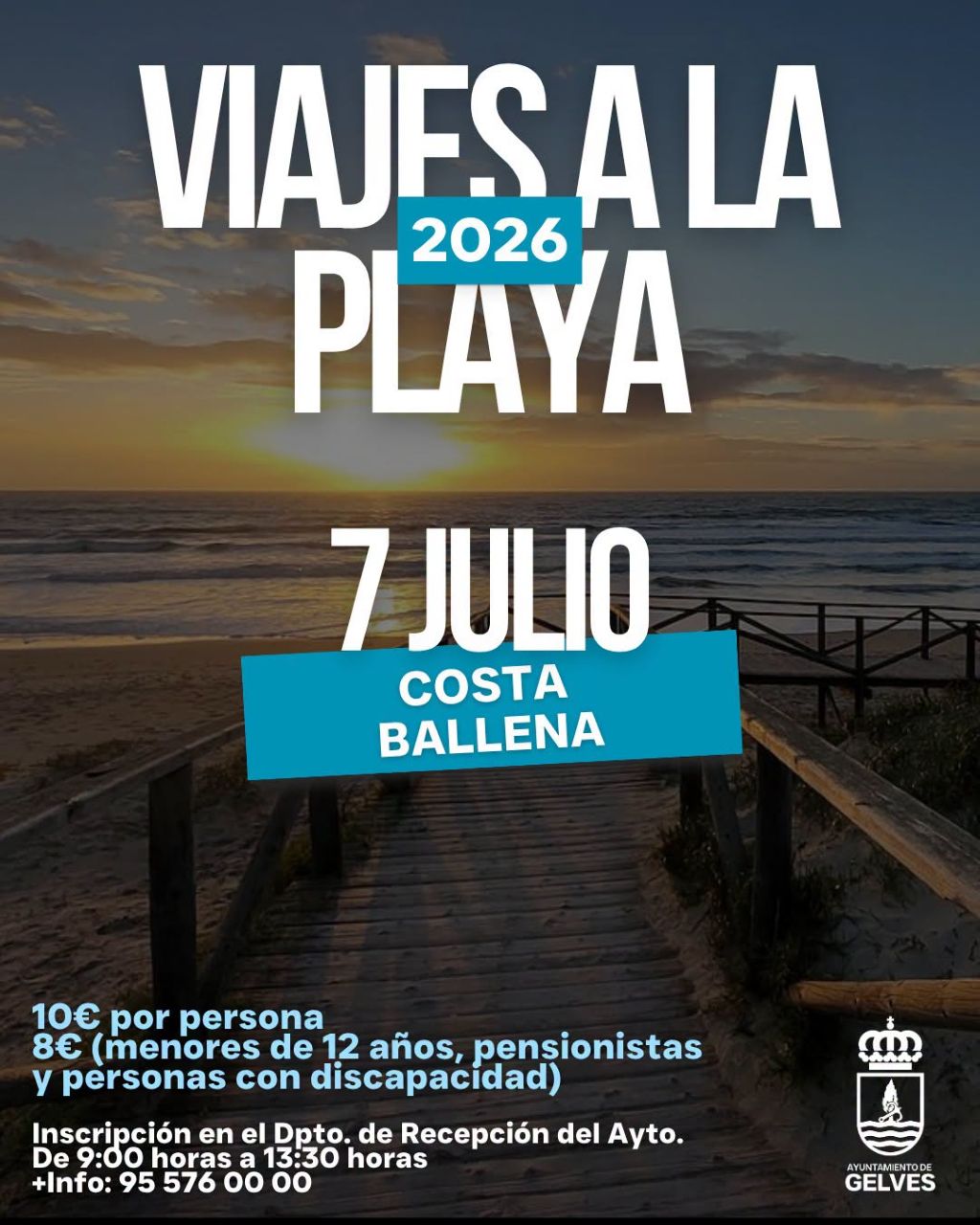Gelves organiza una excursión a Costa Ballena dentro de su programa de viajes a la playa