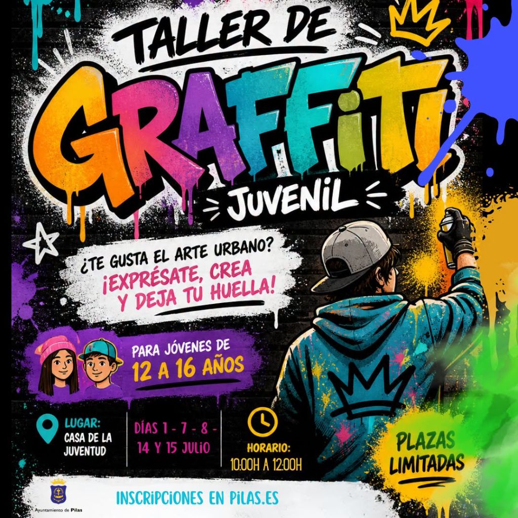 Pilas impulsa un taller de graffiti para fomentar la creatividad entre los jóvenes del municipio