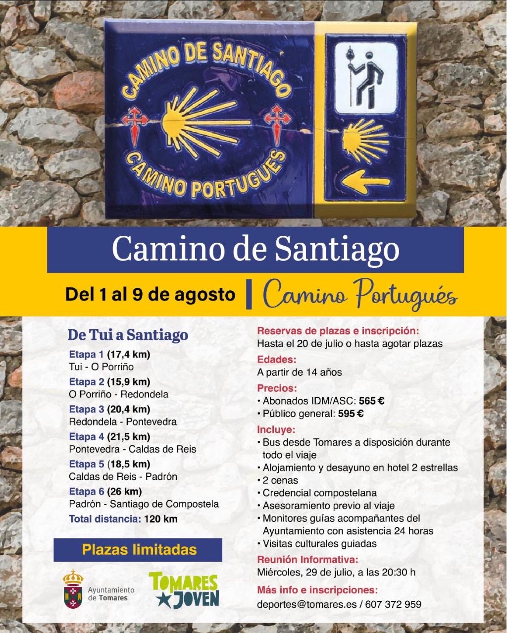Tomares abre las inscripciones para una nueva edición del Camino de Santiago por la Ruta Portuguesa