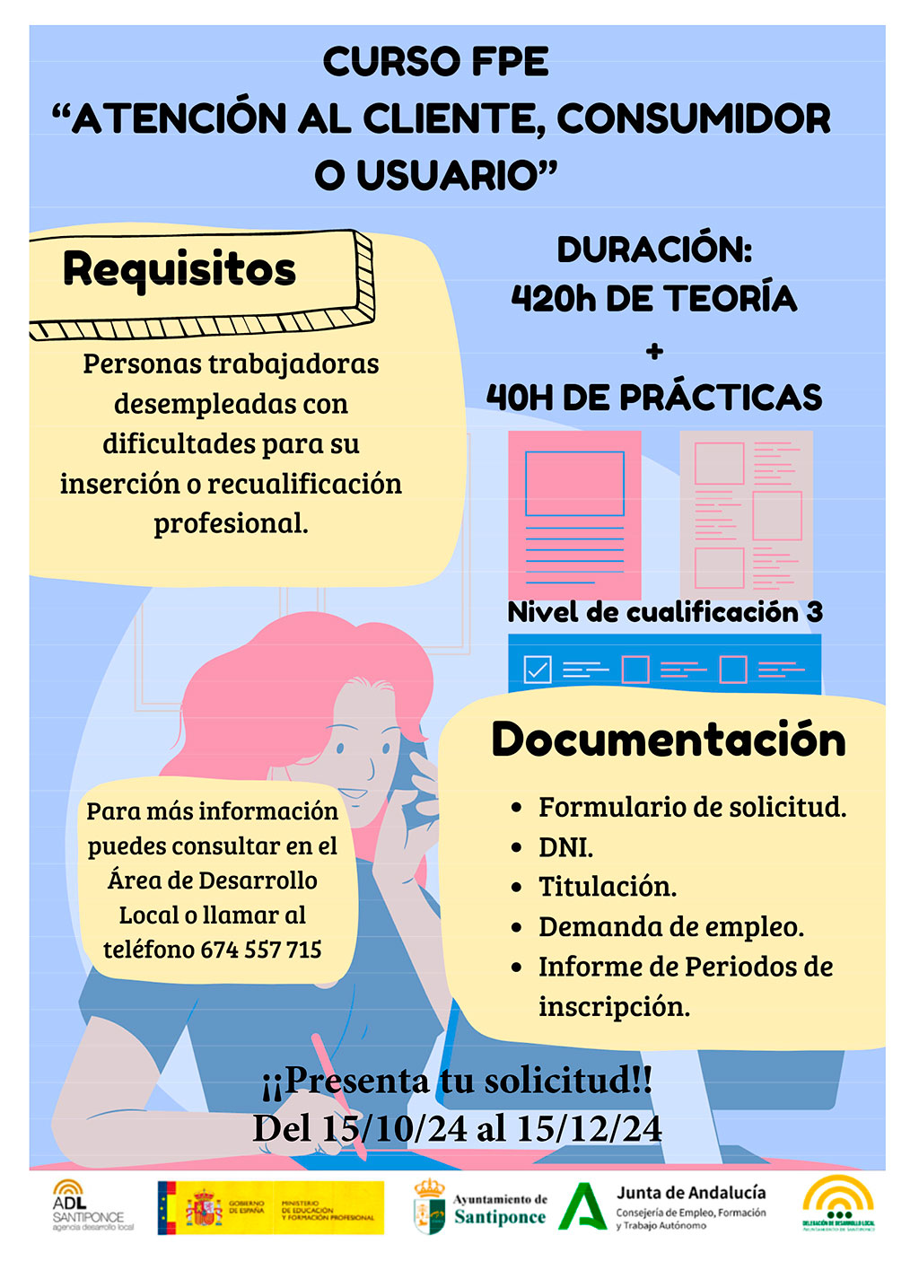 Nuevo curso de formación para el empleo “Atención al cliente, consumidor o usuario” en Santiponce