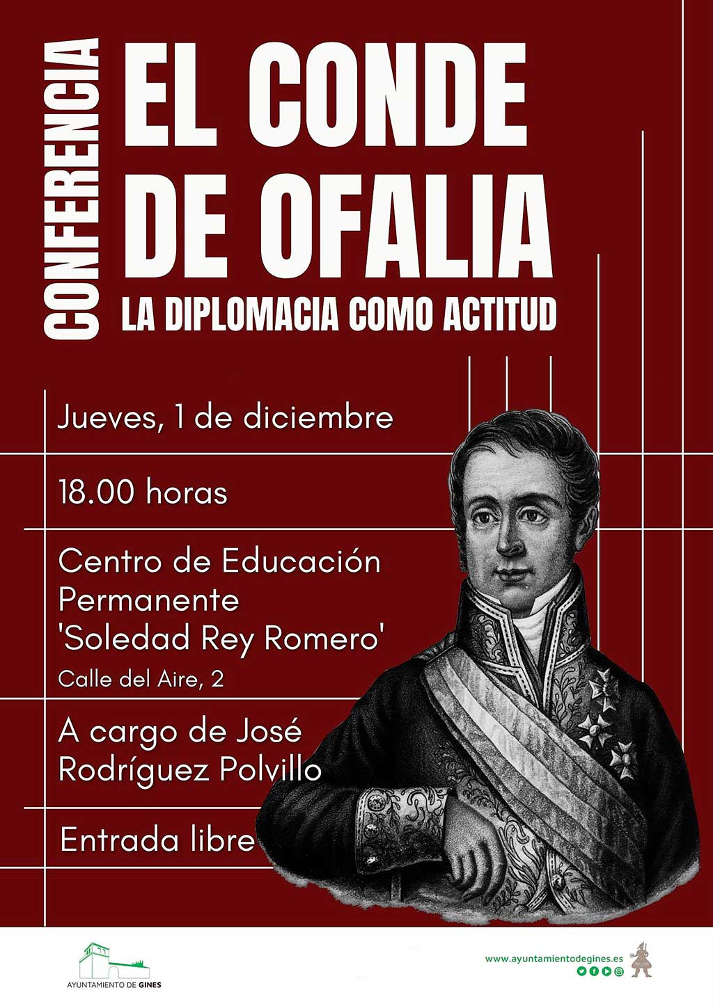 El ginense Conde de Ofalia será el protagonista de una conferencia en su pueblo natal
