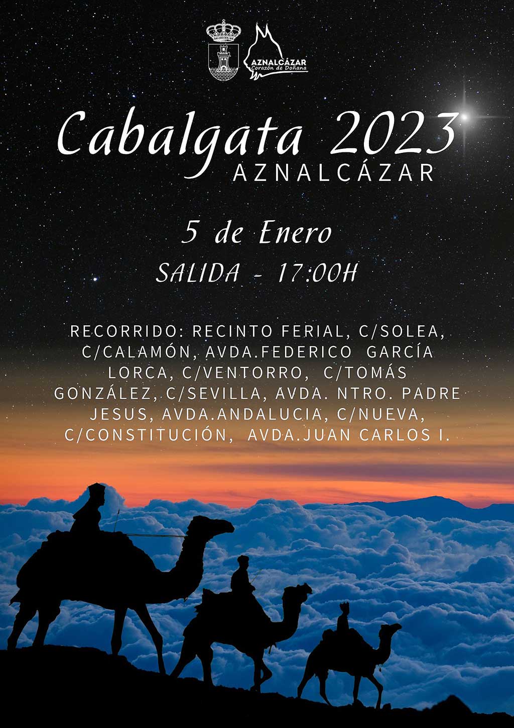 Horario e Itinerario de la Cabalgata de Reyes Magos de Aznalcázar (Sevilla) 2023